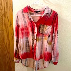velvet heart pink and white button down women’s medium